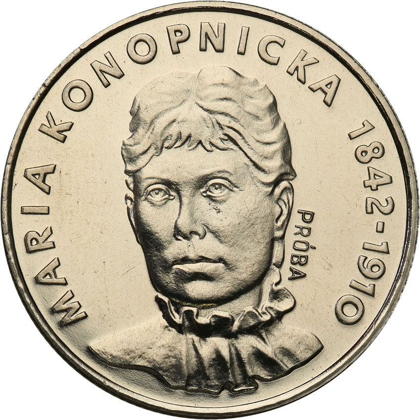 PRL. PRÓBA Nikiel 20 złotych 1977 Maria Konopnicka